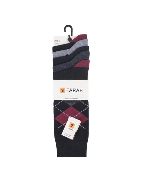 Farah Blue Argyle Crew Socks for men