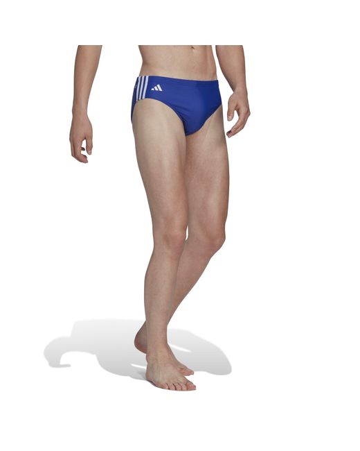 Adidas Blue 3 Stripe Swim Briefs for men