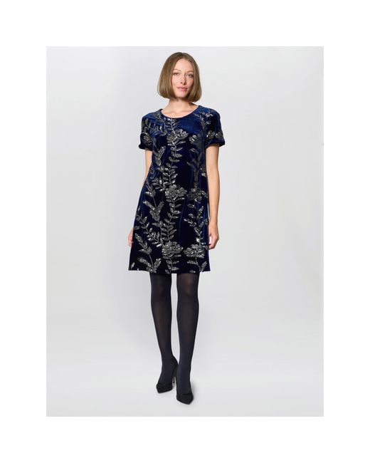 Gina Bacconi Black Cleopatra Embroidered Velvet Dress