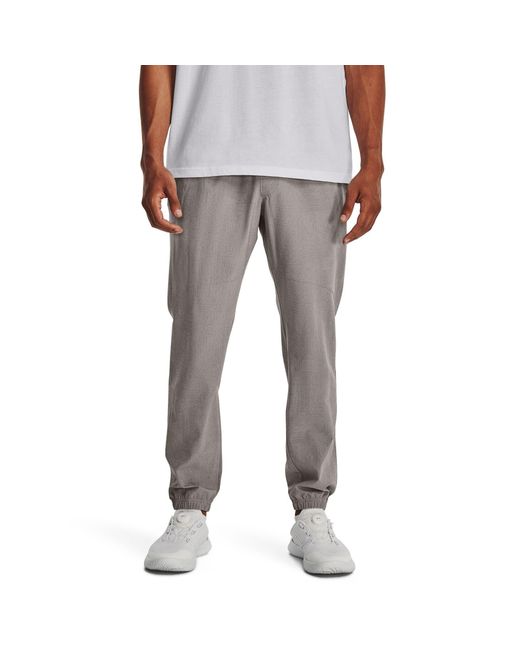Under Armour Gray Stretch Printed Closed Hem Woven Joggers for men