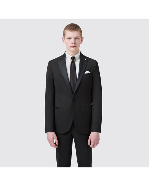 Twisted Tailor Black Kemp Slim Fit Tux Jacket for men