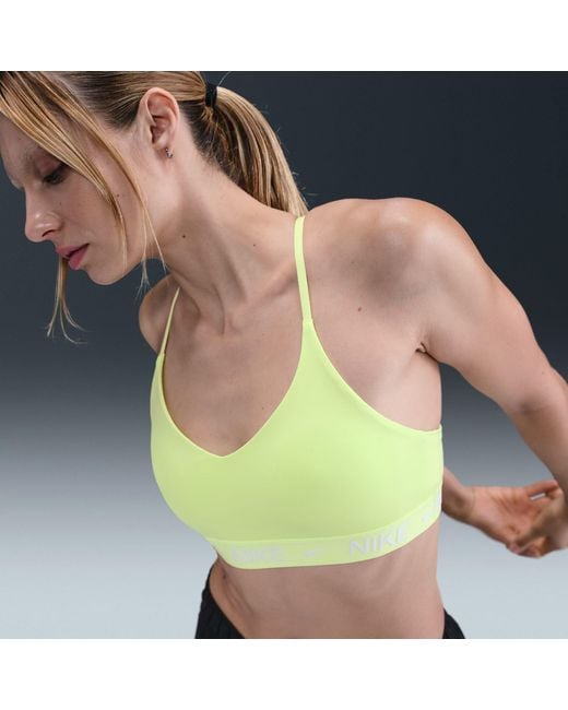 Nike Yellow Indy Light Support Padded Sports Bra