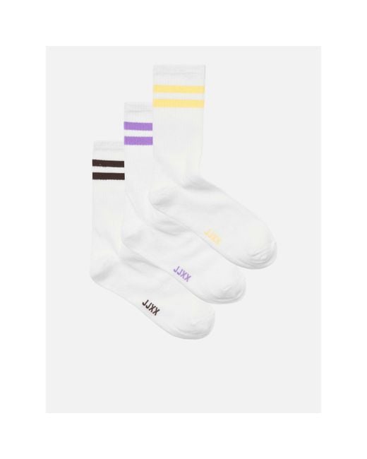 JJXX White Tennis 3 Pack Crew Socks
