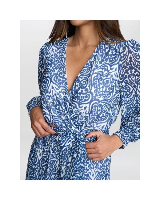 Gina Bacconi Blue Kourtney Chiffon Jumpsuit