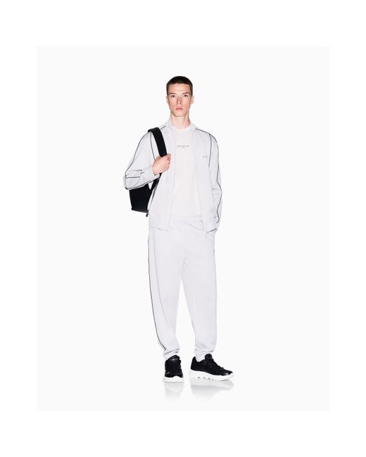 ARMANI EXCHANGE White Closed Hem Fleece Joggers for men