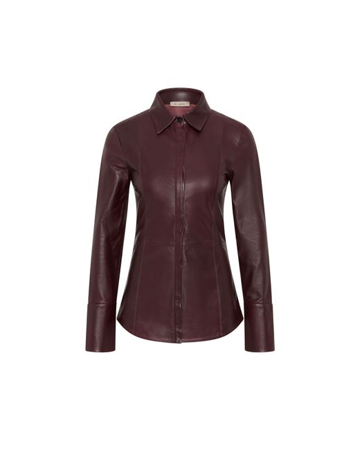 St. Agni Purple Panelled Leather Shirt