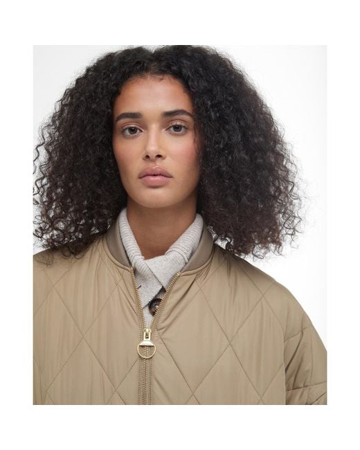 Barbour Natural Rhea Diamond Quilted Longline Jacket