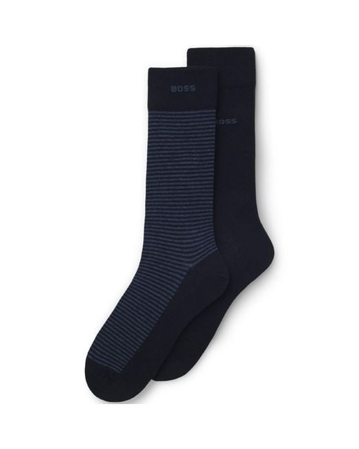 Boss Blue 2 Pack Of Stripe Socks for men