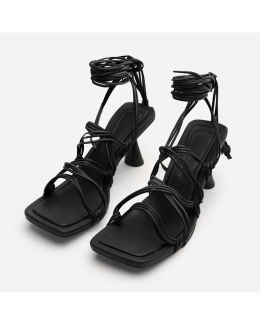 Where's That From Black Square Toe Block Heel Court Shoes