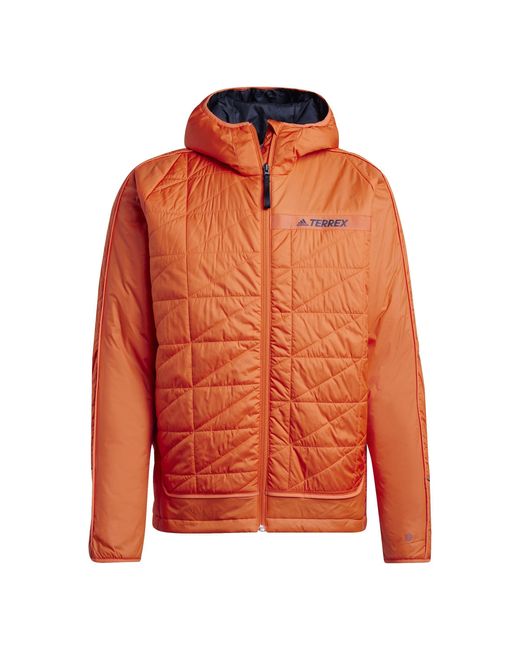 Adidas Orange Quilted Thermal Insulated Puffer Jacket for men