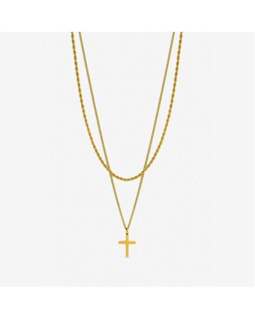 Inicio Metallic Waterproof 2 Row Cross Necklace for men