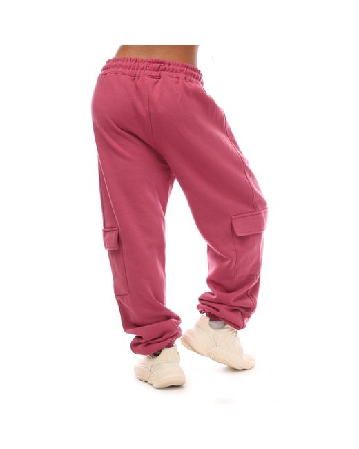 Hype Red Adults Cargo Closed Hem Fleece Joggers