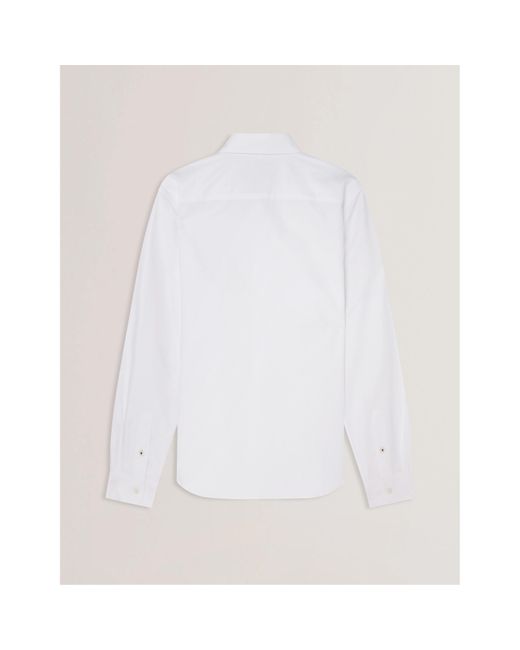 Ted Baker White Long-Sleeve Oxford Plain Shirt for men
