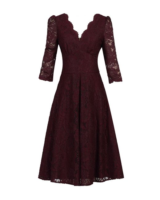 Jolie Moi Red 34 Sleeved Lace Prom Dress