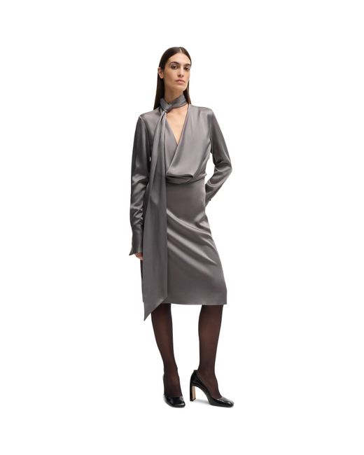 Boss Gray Bascarva Relaxed Fit T-Shirt Dress