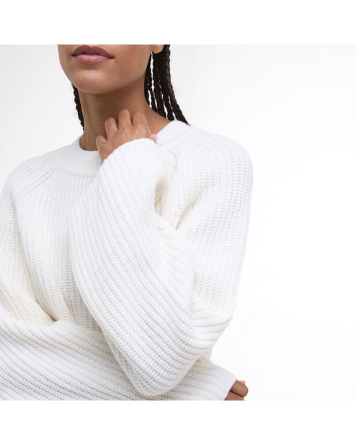 Barbour White Vera Crew Neck Jumper