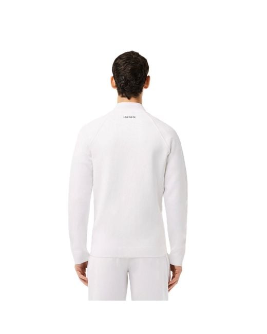 Lacoste White Daniil Moisture Wicking Performance Tracksuit Top for men