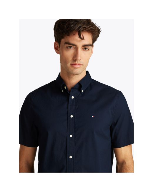 Tommy Hilfiger Blue Flex Short Sleeve Shirt for men