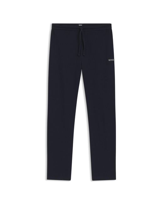 Boss Blue Waffle Open Hem Fleece Joggers for men