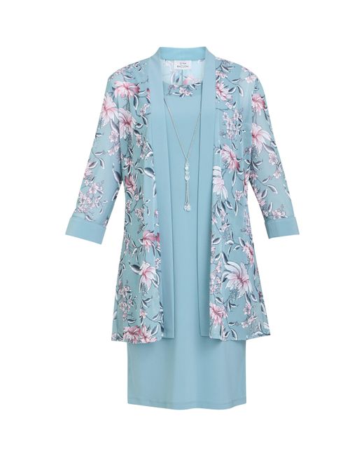 Gina Bacconi Blue Callie Printed Dress And Jacket