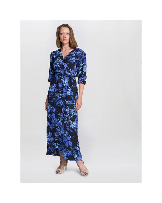 Gina Bacconi Blue Emilyn Floral Print A-Line Dress