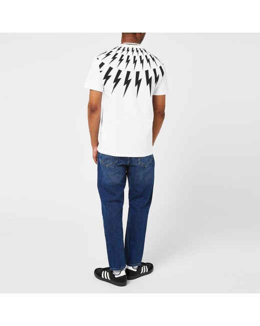 Neil Barrett White Lightning Bolt T Shirt for men
