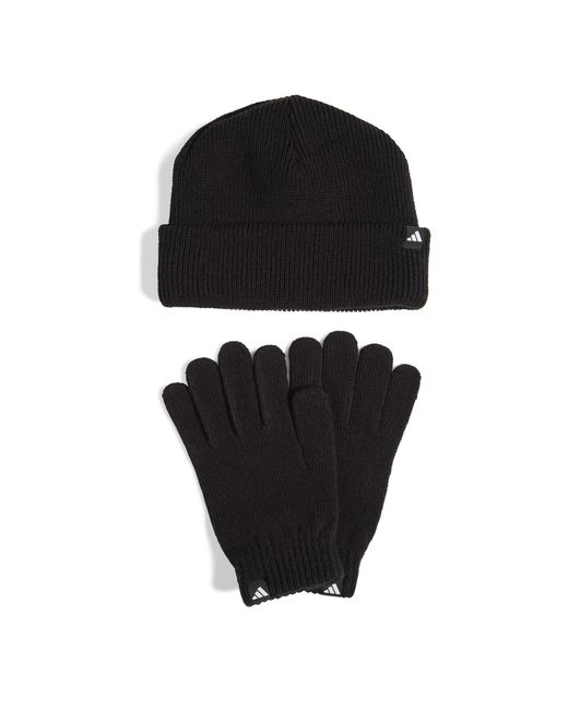 Adidas Black Adults Beanie Hat And Glove Set