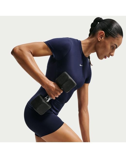 Nike Blue One Fitted Short Sleeve Performance Gym Top