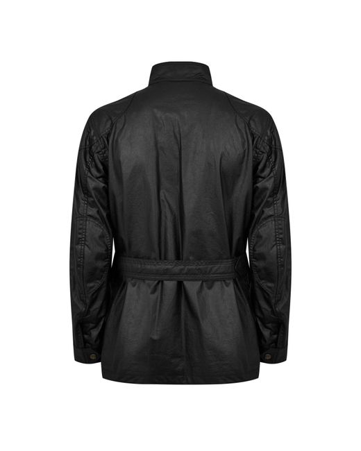 Belstaff Black Trialmaster Water And Wind Resistant Waxed Cotton Long Sleeve Wax Jacket for men