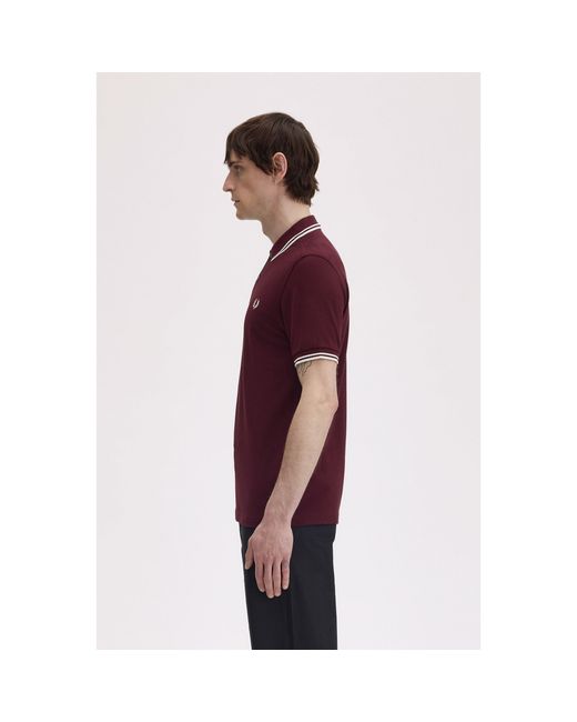 Fred Perry Red F Perry Short Sleeve Twin Tipped Polo Shirt for men