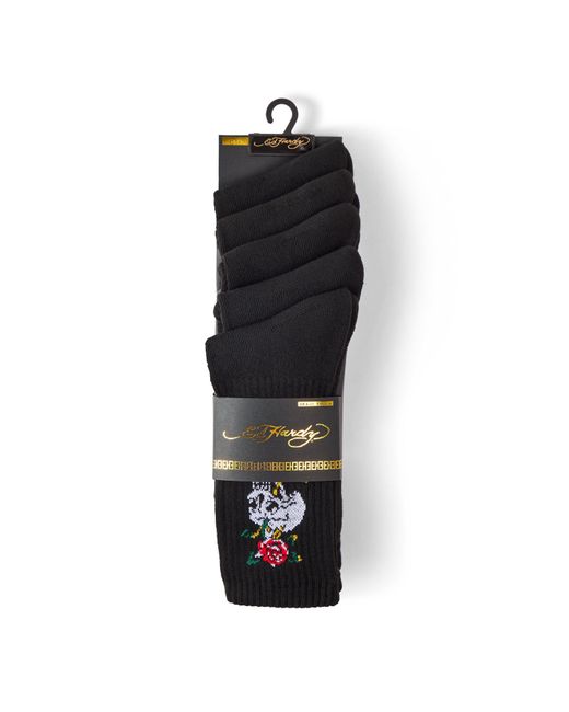 Ed Hardy Black 5 Pack Crew Socks for men
