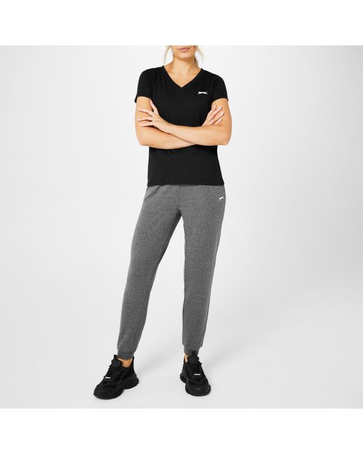 Slazenger 1881 Black Ladies V Neck Tee Shirt