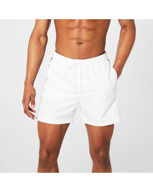 Calvin Klein White Medium Tape Swim Shorts for men