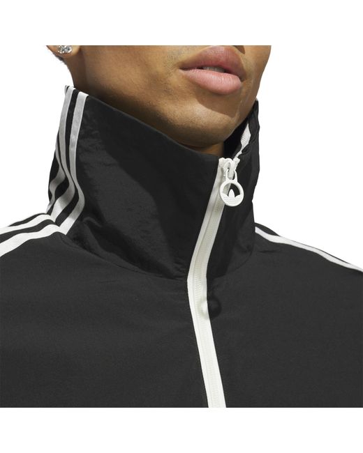 Adidas Black Three Stripes Patterned Collared Neck Shell Jacket for men