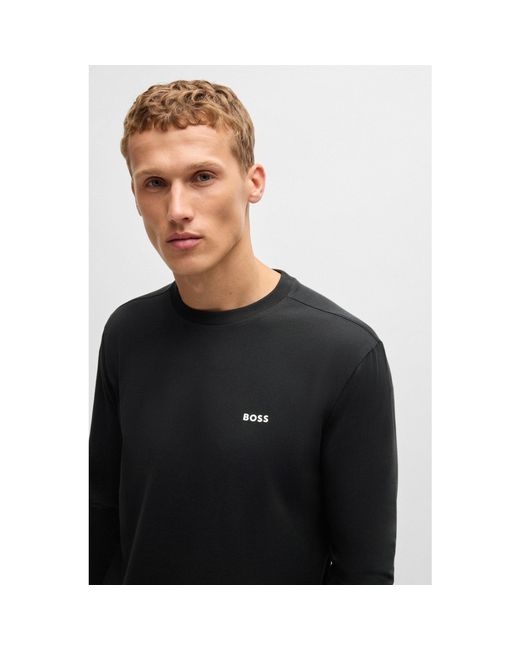 Boss Black Long Sleeve T-Shirt With Iconic Logo Detail for men