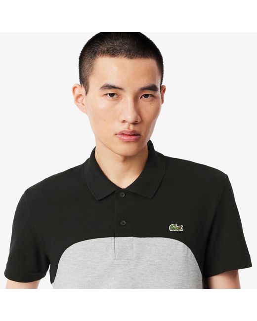Lacoste Black Regular Fit L.12.12 Colour Block Polo Shirt for men