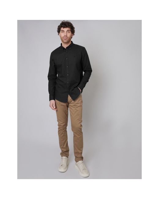 Threadbare Black Long-Sleeve Plain Shirt for men