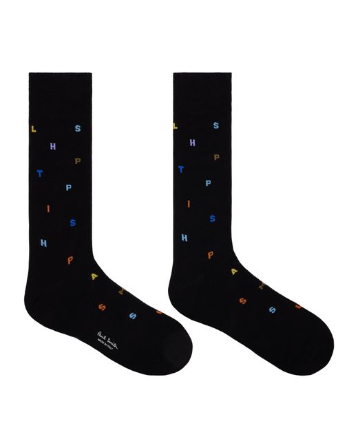 Paul Smith Black Keanu Stamp Crew Socks for men