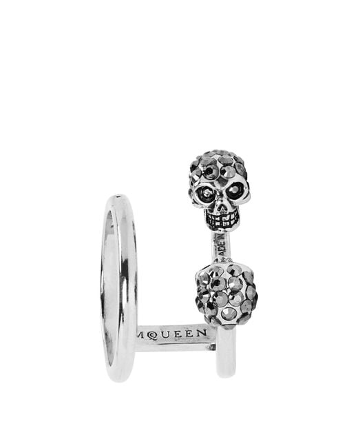 McQueen White Skull Brass Double Ring