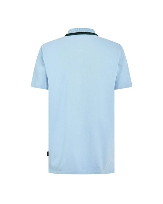 Paul Smith Blue Zipped Short Sleeve Polo Shirt for men