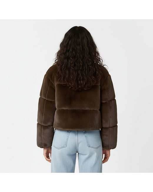 Jack Wills Brown Jw Fur Long Sleeve Short Puffer Jacket