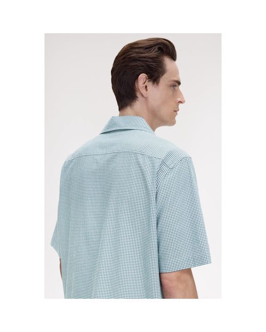 Fred Perry Blue Gingham Short Sleeve Shirt for men