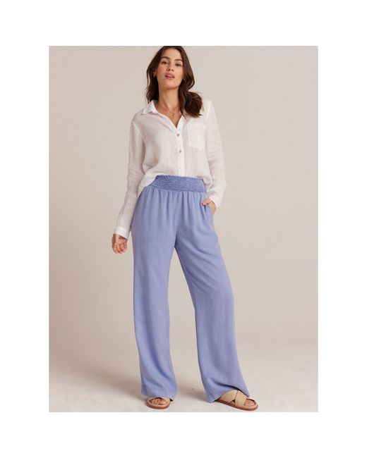 Bella Dahl Blue Smock Waist Wide Leg Trousers