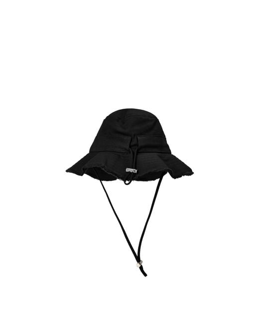 Jacquemus Black Jacquard Le Bob Strap Bucket Hat for men