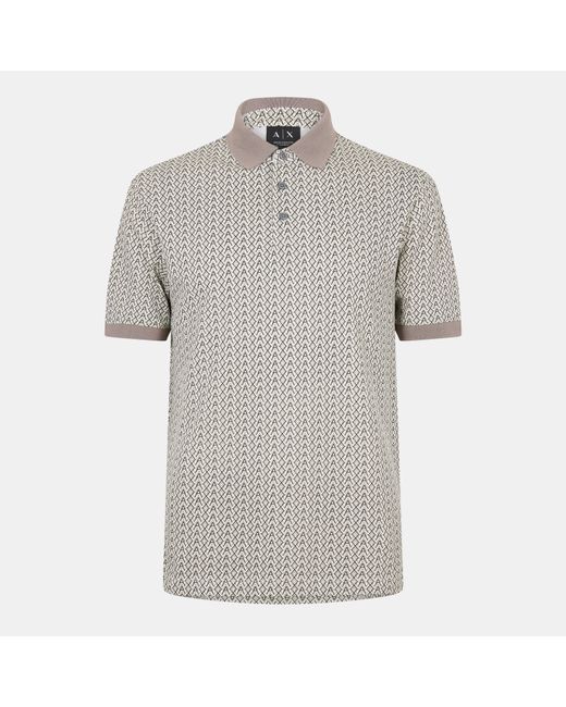ARMANI EXCHANGE Gray Ax All Over Print Short Sleeve Polo Shirt for men