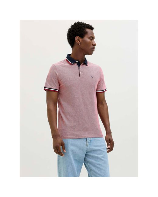 Jack & Jones Pink Paulos Pack Short Sleeve Polo Shirt for men