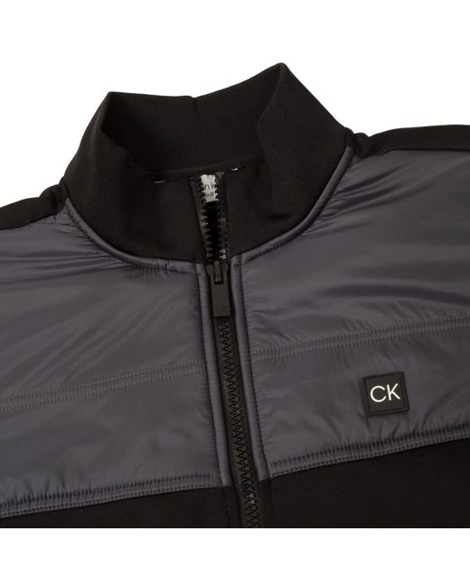 Calvin Klein Black Solid Patterned Full Zipper Ribbed Cuff Zipped Pocket Jacket for men