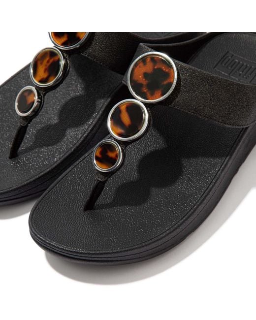 Fitflop Black Fit Flop Halo Shimmer Toe-Post Sandals