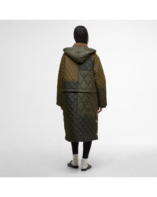 Barbour Green Lilian Detachable Hood 2-In-1 Long Sleeve Quilted Jacket
