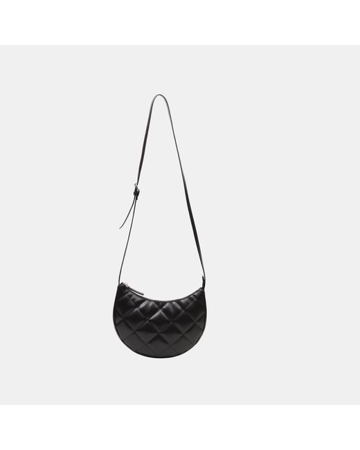 Firetrap Black Quilted Faux Leather Embroidered Crossbody Bag